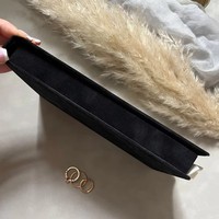 Boîte de suite d'invitation de mariage de luxe en velours noir avec monogramme doré, choix de plat en acrylique, RSVP, impression personnalisée