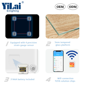 Yilai Factory Scale 180KG 396LB Electronic <strong>Blance</strong> of Glass Analyzer Body Fat Weight Scale Best Smart Wifi Scale - Product Image 3