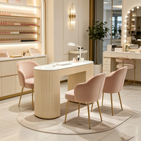 Tables de manucure pour salon de beauté, table de manucure multi-rangements en bois, ensemble table et chaise de salon de manucure avec sèche-ongles pour salon