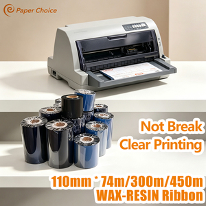 <span class=keywords><strong>Ruban</strong></span> thermique en résine cirée durable de 110 mm x 300 m, idéal pour les films plastiques et <span class=keywords><strong>le</strong></span> carton, imprimante matricielle - Product Image 1
