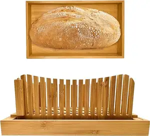 Factory Direct Sellers Make Homemade Bread From Bagels With Breadcrumb Trays Adjustable Folding Wooden Bread Slicer