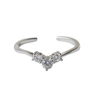 Heart-Shaped <b>Ring</b> For Women Silver Tone Prong Setting Open <b>Toe</b> Design Gift Jewelry - Product Image 5