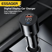Cargador de Coche ESSAGER Serie FSJ-009 de Aleación de Aluminio 12V - 24VPPS PD3.0 USB Tipo-C 120W para Carga Rápida de Celulares