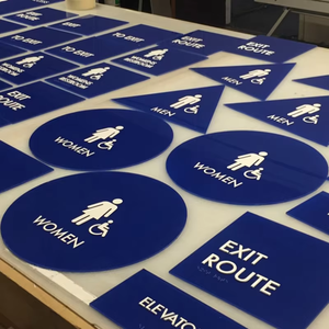 Señal Táctil <span class=keywords><strong>Braille</strong></span> ADA <span class=keywords><strong>Universal</strong></span> Personalizada con Acrílico y Acero Inoxidable, Resistente a la Intemperie IP65, para Uso en Baños y Hoteles - Product Image 4