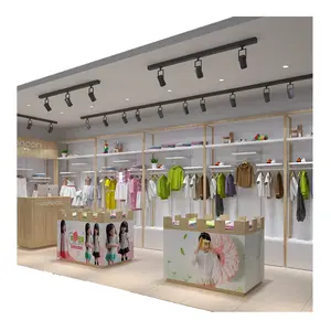 Children's Clothing Store Display Rackhigh Fashion Colorful Wooden Store Stand Shelves Maternity Store Interior Design