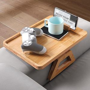 Plateau de canapé rectangulaire en bambou avec support pour téléphone pour accoudoirs de salon - Product Image 2