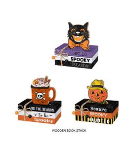 Letrero de caja de bloques de madera con diseño de <span class=keywords><strong>Halloween</strong></span> decorativo inspirador para decoración del hogar, arte de escritorio y puerta, artesanías de madera y cajas de madera - Product Image 6