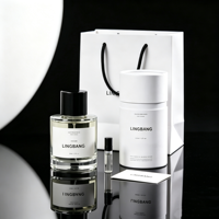 Botol Parfum Mewah Silinder Kosong Custom MOQ Rendah 50ml/100ml Kaca Transparan dengan Kemasan Kotak Warna Custom