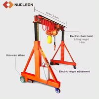 Mini-grue portique mobile légère pour travaux nomades, équipement de levage flexible, palan à chaîne électrique ou manuel, certifié CE