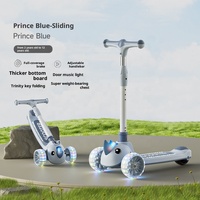 Trottinette à pédales pour enfants, 3 roues, acier, plastique PU, pour les enfants de 3 à 6 ans, avec musique, lumières, design pliable