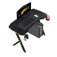 Beisijie Table de jeu RVB noire Styles de course Design E-Sports avec porte-gobelet crochet pour casque Bureau de jeu