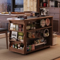 Table à thé mobile moderne et minimaliste en bois, meuble de salon avec théière intégrée, station de thé compacte pour balcon, rangement facile