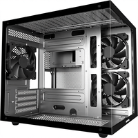 Boîtier PC MOROVOL ATX Full Tower 270 Panoramique avec panneau acrylique, boîtier d'ordinateur de jeu, 3 ventilateurs préinstallés, USB 3.0, noir (V3)
