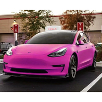 Film de protection de peinture automobile en vinyle PVC super mat rose satiné rouge rosé pour carrosserie – Rouleau adhésif pour changement de couleur
