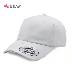 Baskılı tasarım beyaz beyzbol 6 Panel kapağı özel beyzbol şapkası şapka işlemeli logosu