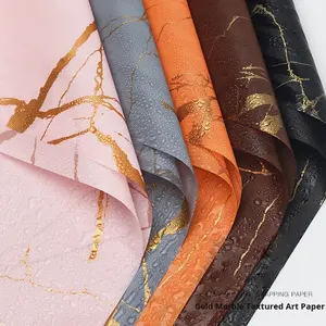 Papel de Envolver para Ramos, Comercio Exterior Transfronterizo, Flores Frescas, Diseño de Mármol Dorado, Papel Nosa Mate, Papel Coreano Liso - Product Image 1