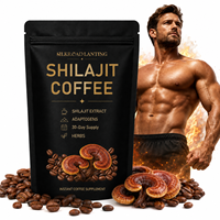 Poudre de café aux champignons et extrait de Shilajit sans sucre personnalisée 100g – Extrait de champignons noirs sain pour l'amélioration du système immunitaire