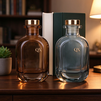 Vente en gros de flacons diffuseurs en verre ambré de 150 ml et 200 ml avec bouchon en métal doré, fond épais, flacon aromatique vide pour décoration de cadeaux