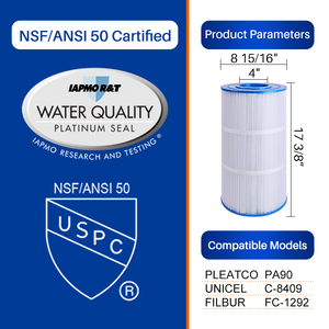 PA90 C900 PXC95 Compatible 90 pies cuadrados piscina cartucho de filtro de piscina - Product Image 3