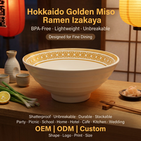 Mangkuk Makan Sekali Pakai Ramah Lingkungan Melamin Antik Warna Emas OEM ODM 7 inci Krim V-Well Rice Donburi Bowl Jepang