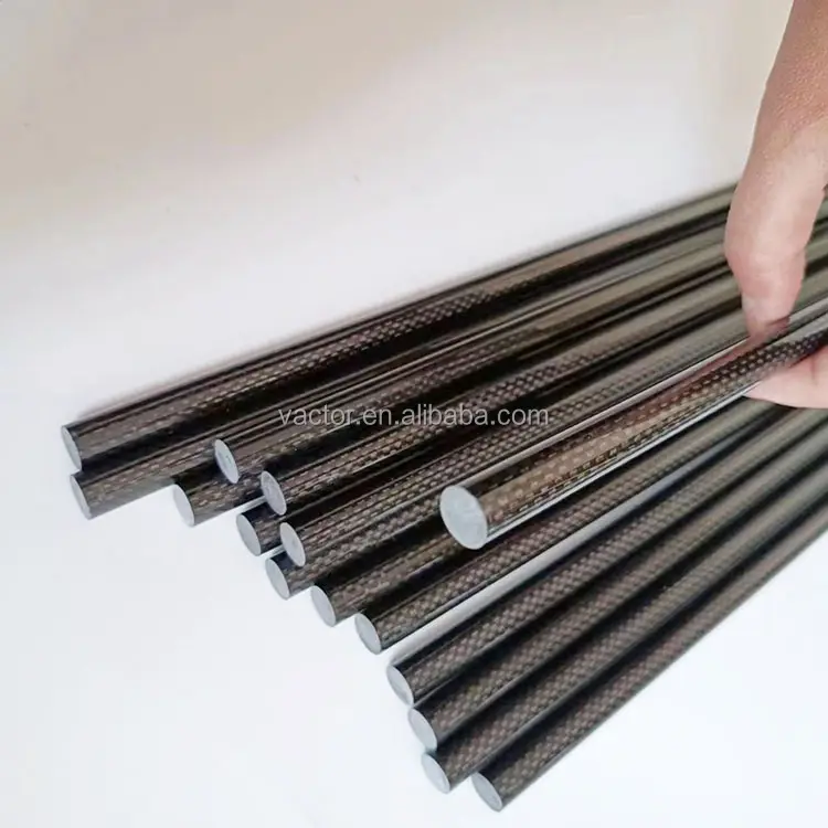 Varilla de fibra de carbono sólida de superficie 3K, varillas/polos/Palos de carbono pultruidos