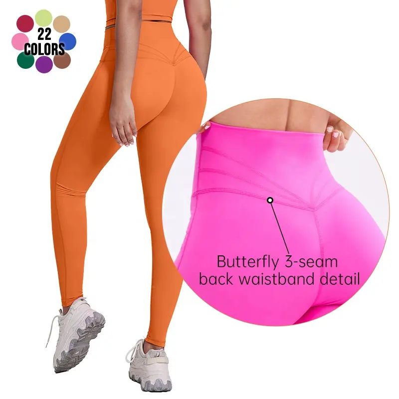 Custom Logo Soft Butt Lift Ultra High Rise Legacy Yoga Leggings Butterfly 3-Seam Women Gym Fitness Sports Workout Tights Pants