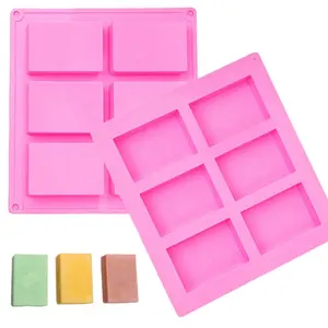 6 Cavity Rectangle Soap Mold Handmade Silicone Soap Making Mold 6x100ml