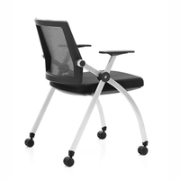 HUASHI Chaise de formation moderne en maille pour salles de réunion Chaise élévatrice en tissu avec roulettes empilable et pliable pour salles de conférence