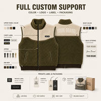 Gilets zippés en polaire Sherpa à blocs de couleur personnalisés pour hommes, col montant, broderie, sans manches, chauds pour l'hiver, OEM ODM Marque Privée