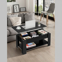 Table basse et thé moderne et élégante en bois avec rangement extensible et cadre en métal pour meubles de salon et de maison