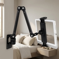 Support mural métallique réglable pour téléphone et tablette, avec pince rotative, pour visualisation au chevet ou sur le bureau