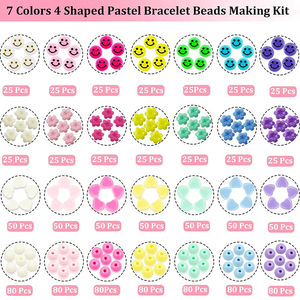 Childrens Colorful Acrylic Beading Set 24 Piece Smiley <b>Face</b> Flower Heart Beads For Diy Bracelet <b>Making</b> Jewelry Accessories - Product Image 2