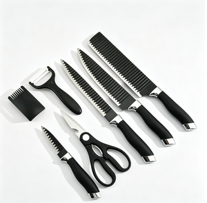 Factory Direct Supply, Large Stock 7pcs Kitchen <b>Knife</b> <b>Set</b> Non‑Stick Wave Blade Cutlery Kit Fast Delivery for Bulk Orders - Product Image 1