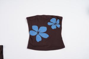 Conjunto de dos piezas con estampado floral para mujer, estilo retro vintage, informal, sencillo, top de manga corta y pantalones - Product Image 2