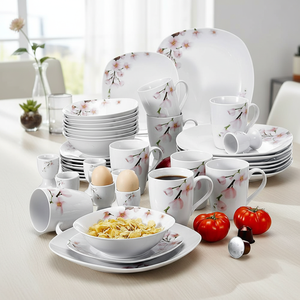 Service <span class=keywords><strong>de</strong></span> table carré <span class=keywords><strong>en</strong></span> céramique et <span class=keywords><strong>porcelaine</strong></span> <span class=keywords><strong>de</strong></span> 16 pièces pour 4 personnes, motif paysager, style moderne et luxueux, compatible four, micro-ondes et lave-<span class=keywords><strong>vaisselle</strong></span> - Product Image 1