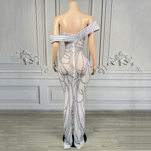 Novance Y5030 Abito Lungo Elegante con Strass e Perle per <span class=keywords><strong>Donna</strong></span>, Vestito da Sera Formale, Abito da Cerimonia per Signore - Product Image 3