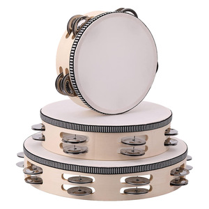 Tambourins à percussion pour adultes, 10 pouces, pour la danse chrétienne en église, avec double rangée de grelots, pour la prière et les fêtes - Product Image 1