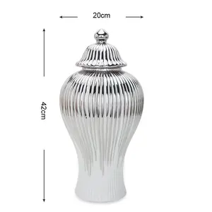 Modern Unique Ceramic Wedding Flower Vase com tampa Big Porcelain Style Tabletop Vase para Home Decor