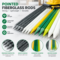 Piquets de jardin en fibre de verre colorés, pointus, vert vif, jaune, blanc, pour le soutien des plantes et la marquage des limites