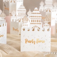 Invitation de Noël populaire de luxe personnalisée avec logo, lettres d'amour, impression typographique sur papier d'art doré, vente en gros pour fêtes et vacances