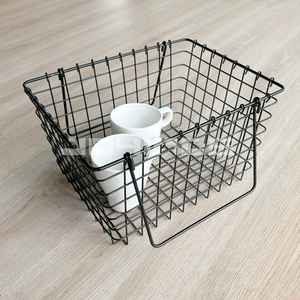 Cesta de la compra de metal de malla de alambre de acero inoxidable para supermercado cromado rectangular directo de fábrica con 2 asas - Product Image 2