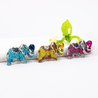 Broche élégante en forme d'éléphant plaquée argent et or, ornée de cristaux et de strass, accessoires pour femmes