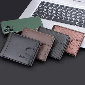 Baellerry Mens Slim Ví Màu đen RFID chặn Bifold chủ thẻ tín dụng Mens sợi carbon phía trước túi ví với tiền Clip