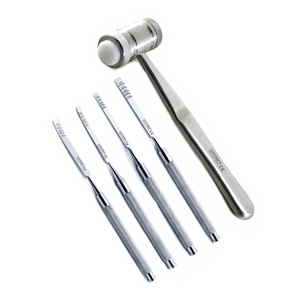 Ciseaux à os et maillet Hammer Ridge Splitting Expanding Osteotome Surgical Lot de 5 instruments chirurgicaux pour implants dentaires - Product Image 1