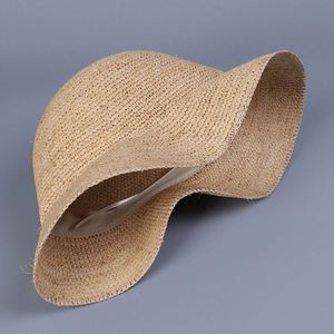 High Quality Elegant Hand Crochet Women Raffia Straw Bucket <b>Hat</b> Simple Wide Brim Outdoor Beach Sunscreen Fishermen <b>Hat</b> - Product Image 4