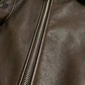 Full Zip up Turn Down Neck Vintage Casual Long Sleeve Oversized Baggy <strong>Brown</strong> <strong>Leather</strong> <strong>Jacket</strong> Boxy Bomber Pu <strong>Leather</strong> <strong>Jacket</strong> - Product Image 3