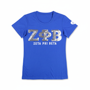 100 coton Zeta Phi Beta sororité bleu royal Sequin t-shirt brodé lettres grecques étincelle élégant grec vie vêtements t-shirt - Product Image 1