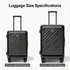 Valigia Rigida con Apertura Frontale 20/24 Pollici, Colori Personalizzabili, Produzione Diretta, Grande Capacità, Bagaglio a Mano con Ruote Girevoli - Product Image 2