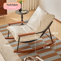 Fauteuil à bascule vintage individuel avec structure métallique, rembourrage doux, luxe pour salon et balcon, idéal pour la location, sans assemblage