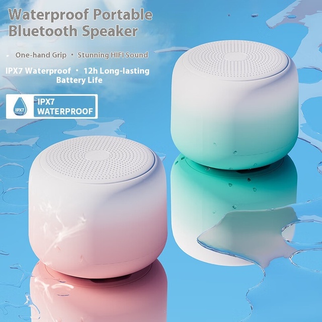 IPX7 Waterproof Portable Mini Speaker 5W Led Speaker Gradient Transparent Portable Subwoofer Camping Bathroom Use